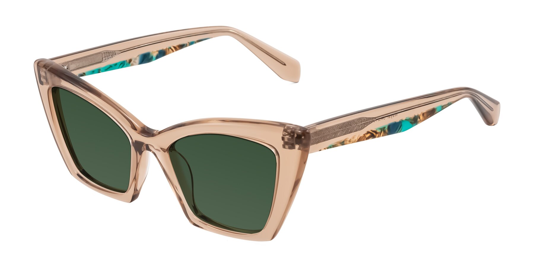 Angle of Wayar in Champagne with Green Tinted Lenses