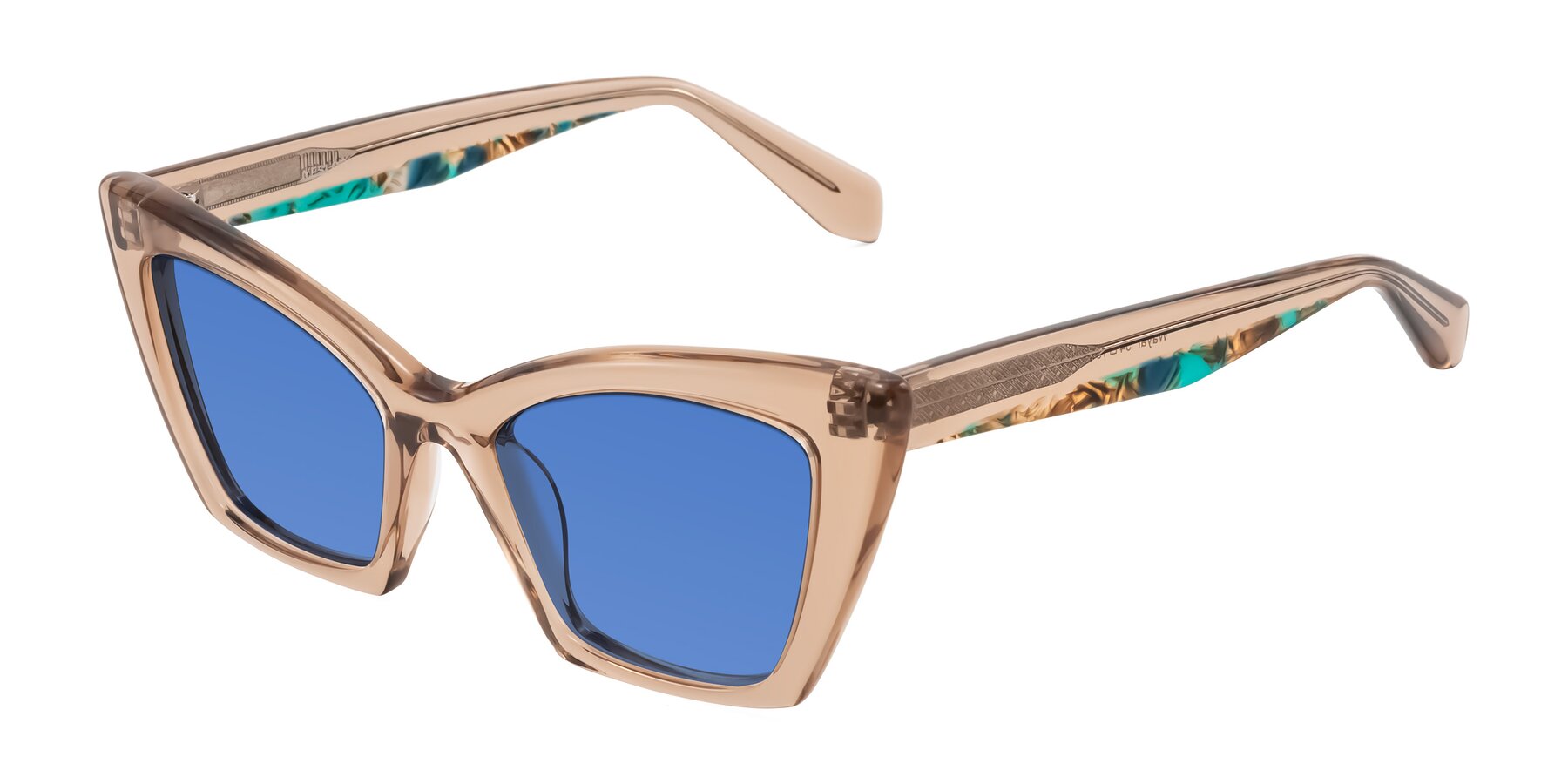 Angle of Wayar in Champagne with Blue Tinted Lenses