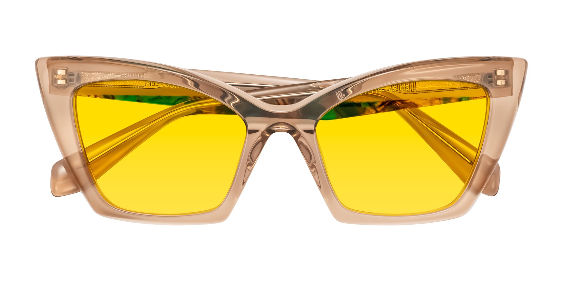 Folded Front of Wayar in Champagne with Yellow Tinted Lenses