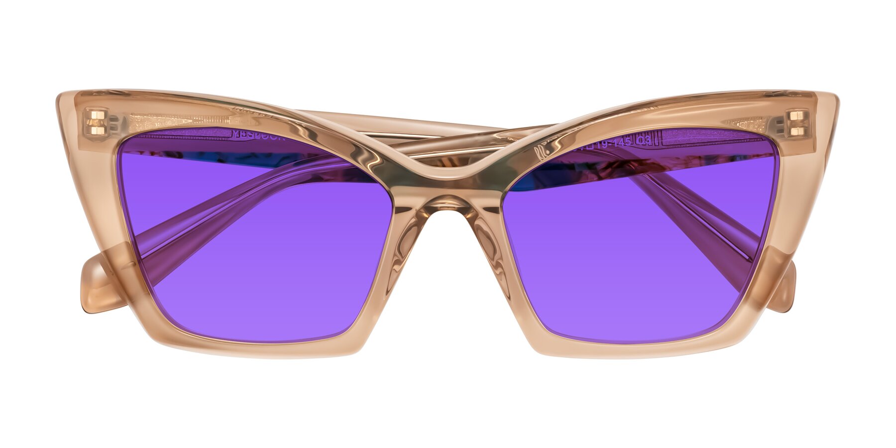 Folded Front of Wayar in Champagne with Purple Tinted Lenses