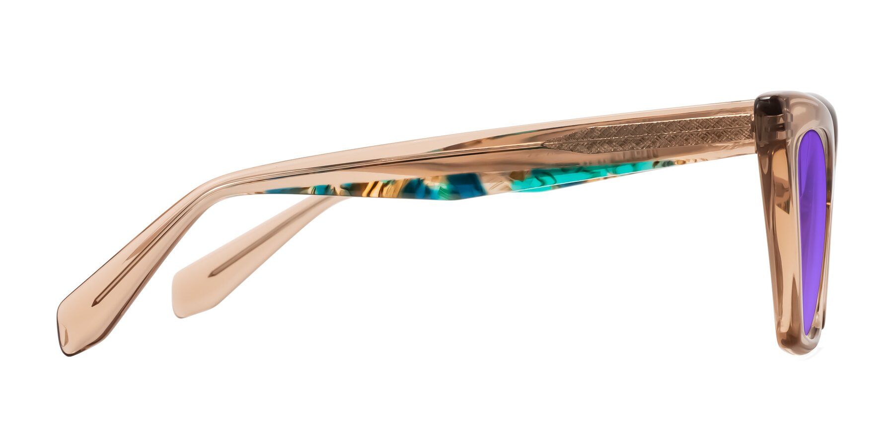 Side of Wayar in Champagne with Purple Tinted Lenses