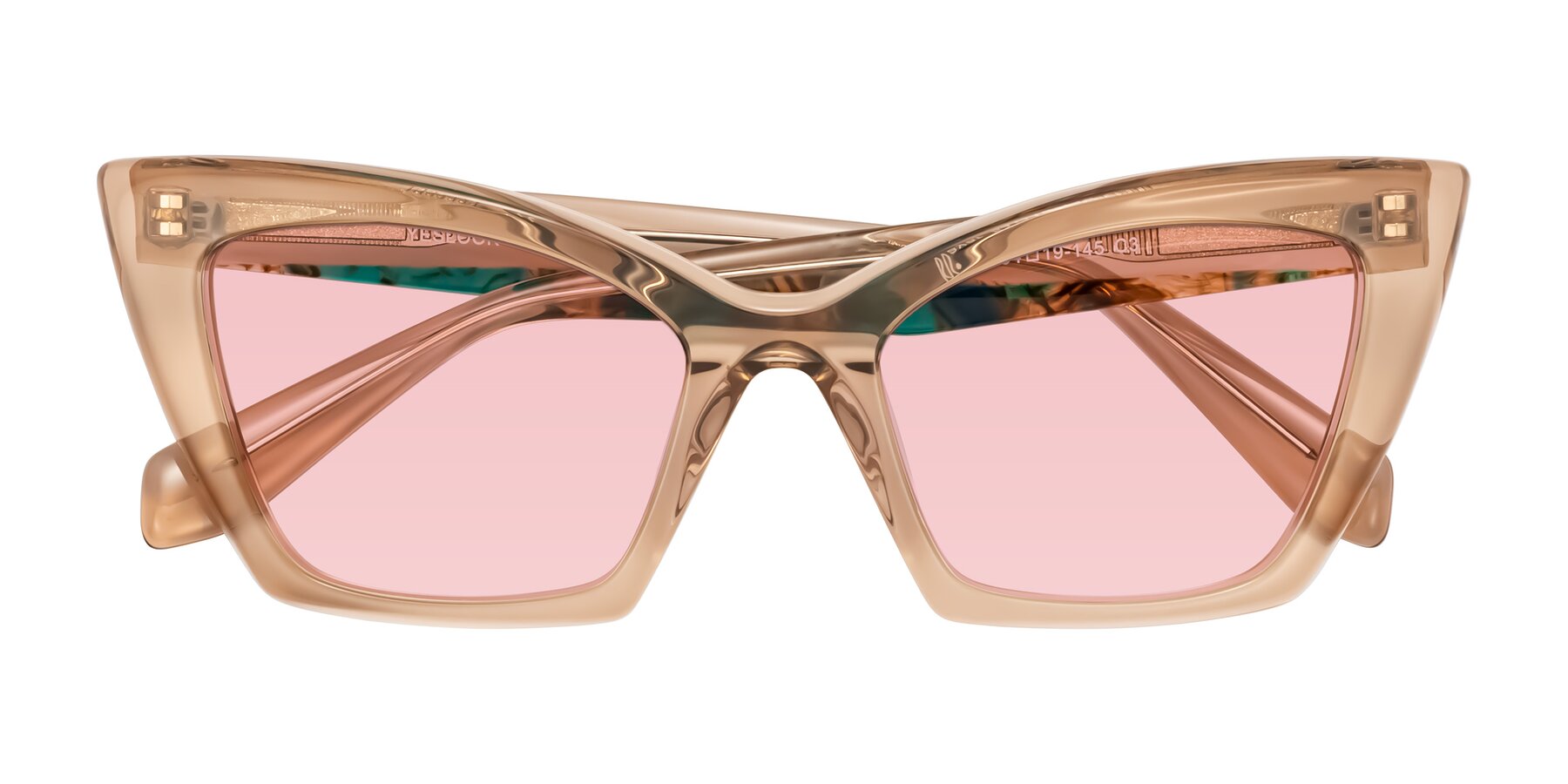 Folded Front of Wayar in Champagne with Light Garnet Tinted Lenses