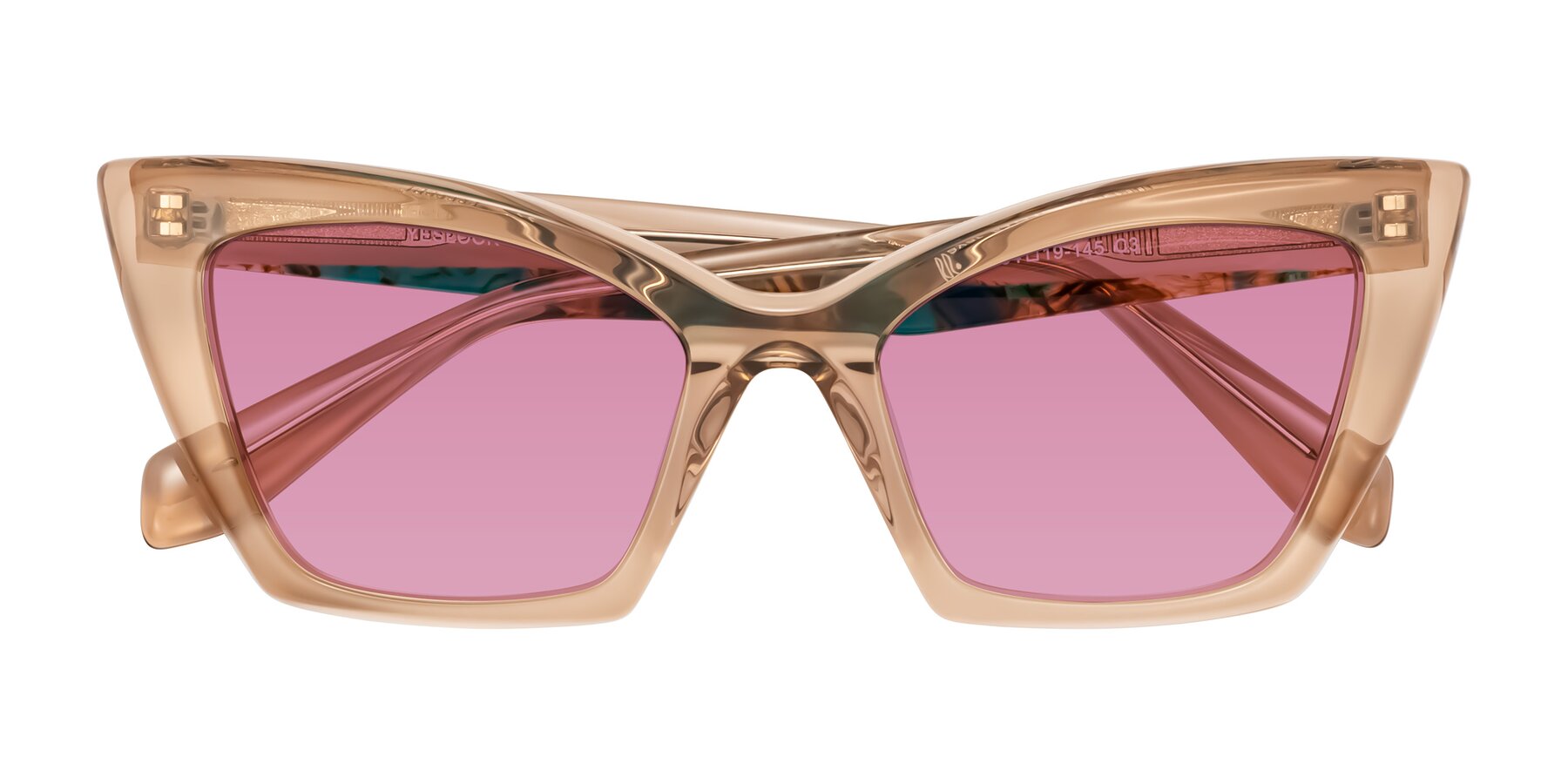 Folded Front of Wayar in Champagne with Medium Wine Tinted Lenses