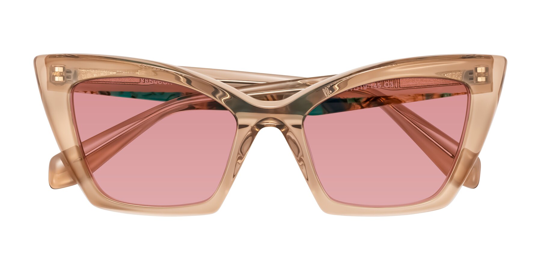Folded Front of Wayar in Champagne with Medium Garnet Tinted Lenses