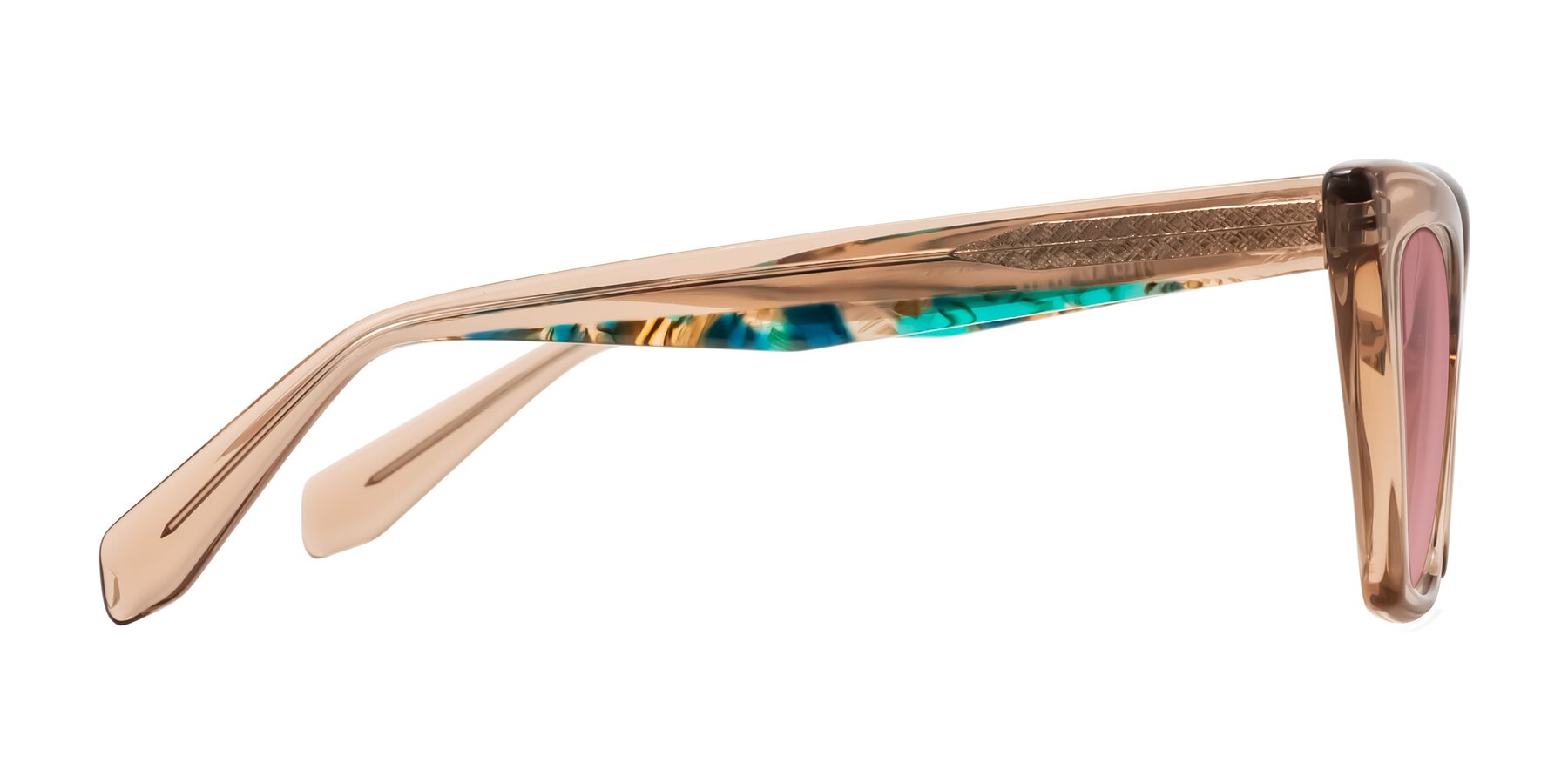 Side of Wayar in Champagne with Medium Garnet Tinted Lenses