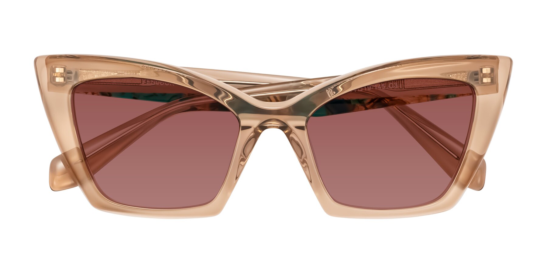 Folded Front of Wayar in Champagne with Garnet Tinted Lenses