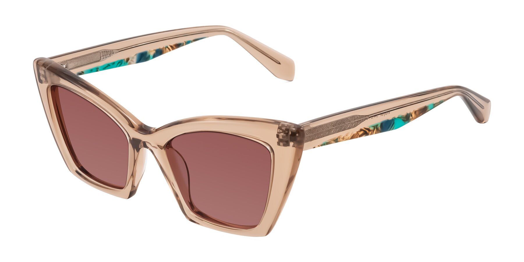 Angle of Wayar in Champagne with Garnet Tinted Lenses