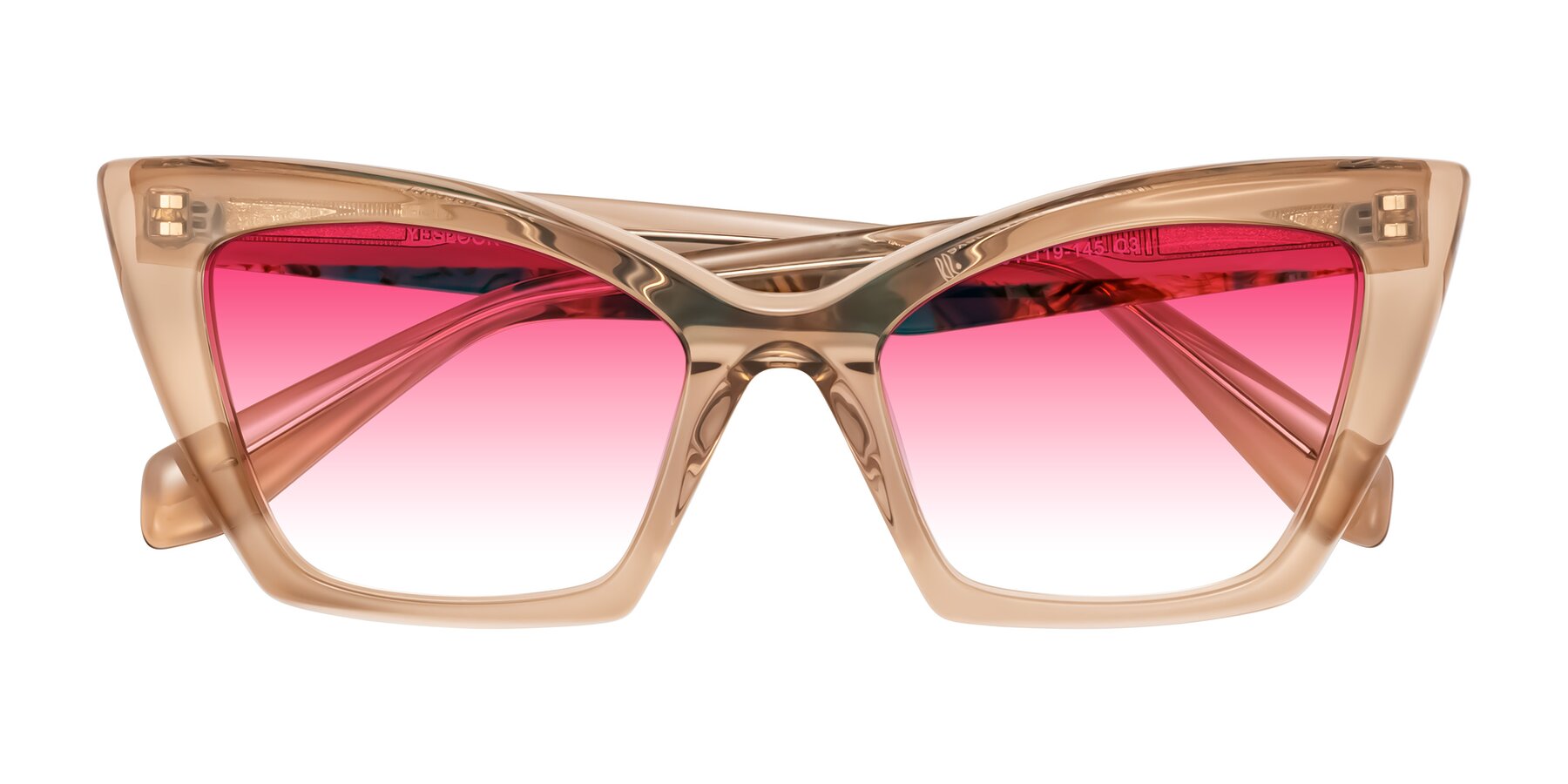 Folded Front of Wayar in Champagne with Pink Gradient Lenses