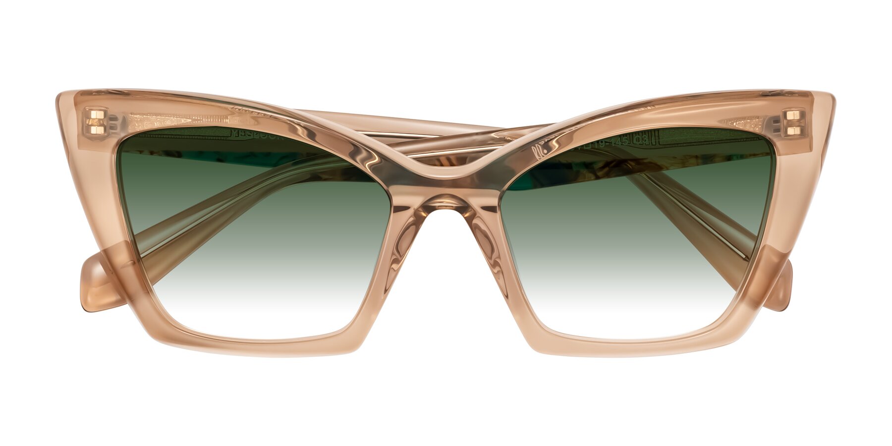 Folded Front of Wayar in Champagne with Green Gradient Lenses