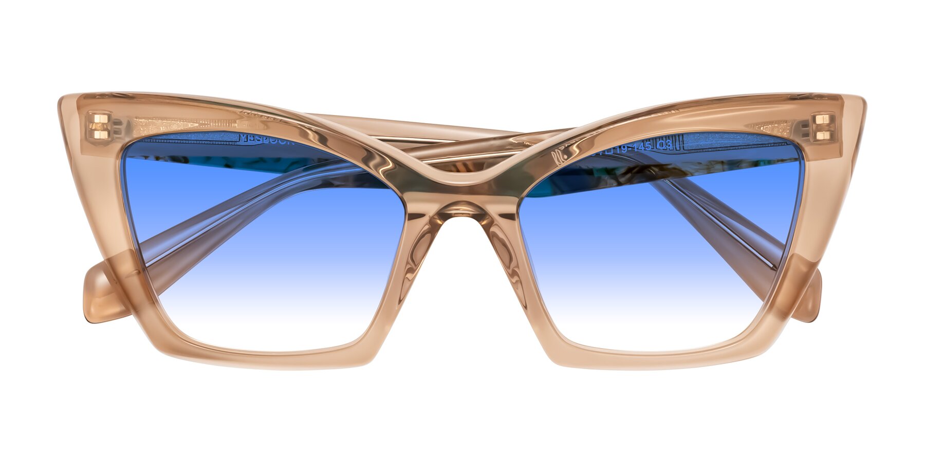 Folded Front of Wayar in Champagne with Blue Gradient Lenses