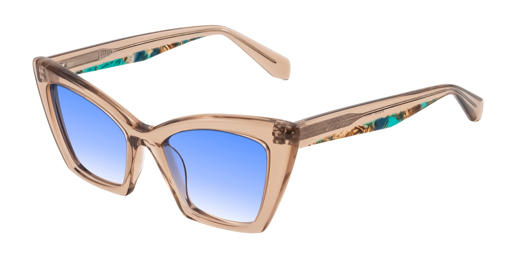 Angle of Wayar in Champagne with Blue Gradient Lenses