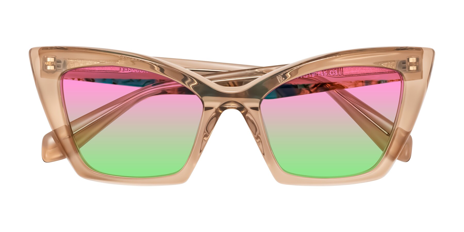 Folded Front of Wayar in Champagne with Pink / Green Gradient Lenses