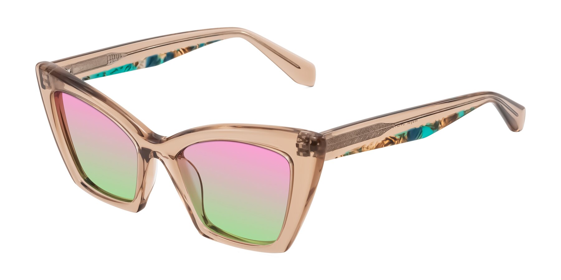 Angle of Wayar in Champagne with Pink / Green Gradient Lenses