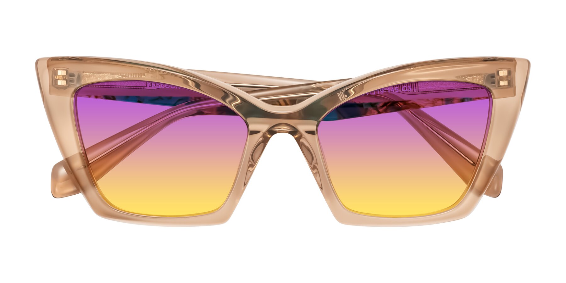 Folded Front of Wayar in Champagne with Purple / Yellow Gradient Lenses
