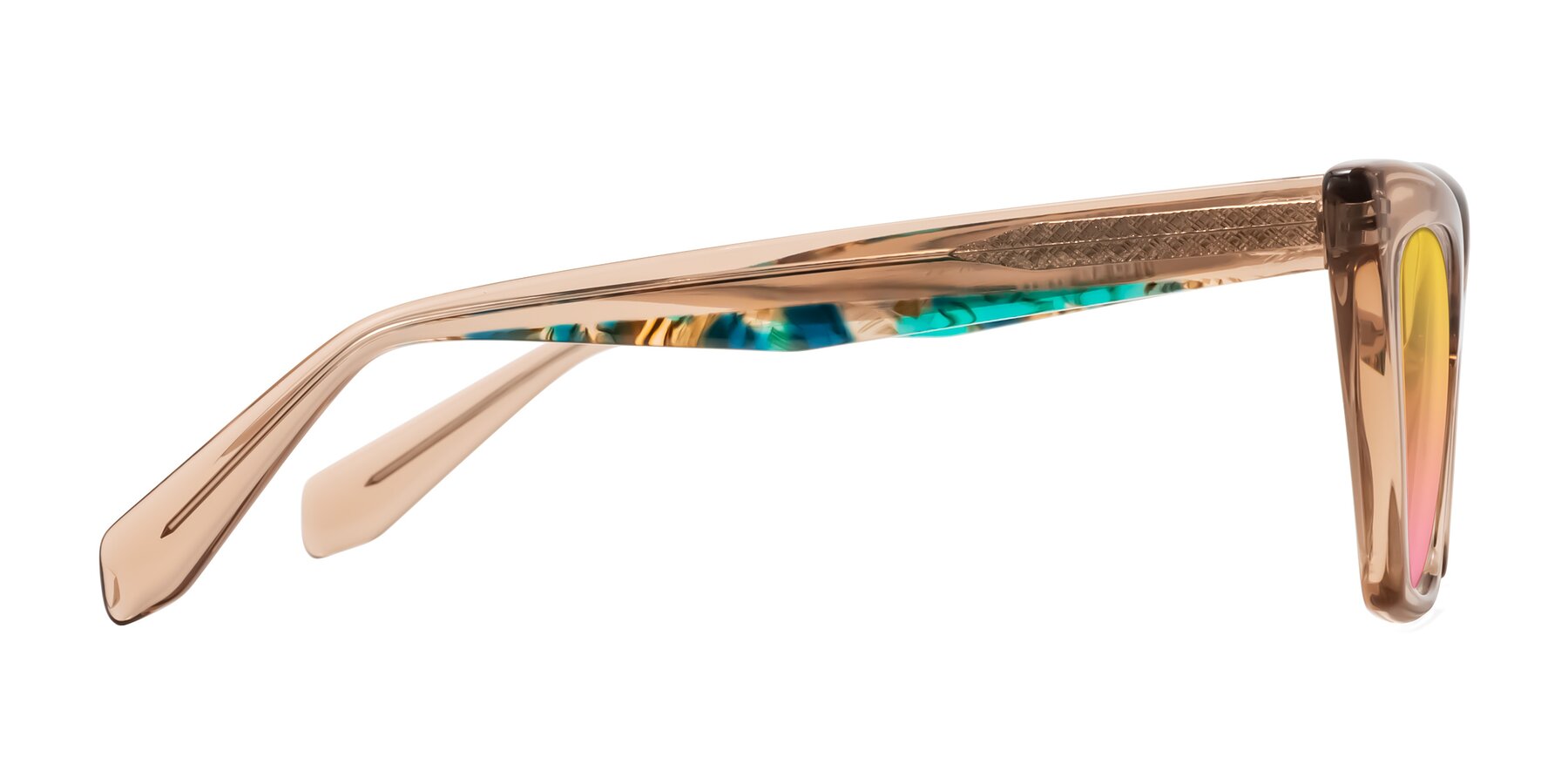 Side of Wayar in Champagne with Yellow / Pink Gradient Lenses