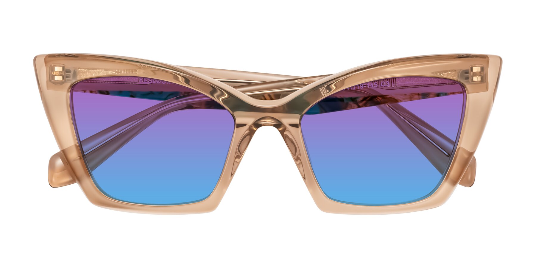 Folded Front of Wayar in Champagne with Purple / Blue Gradient Lenses
