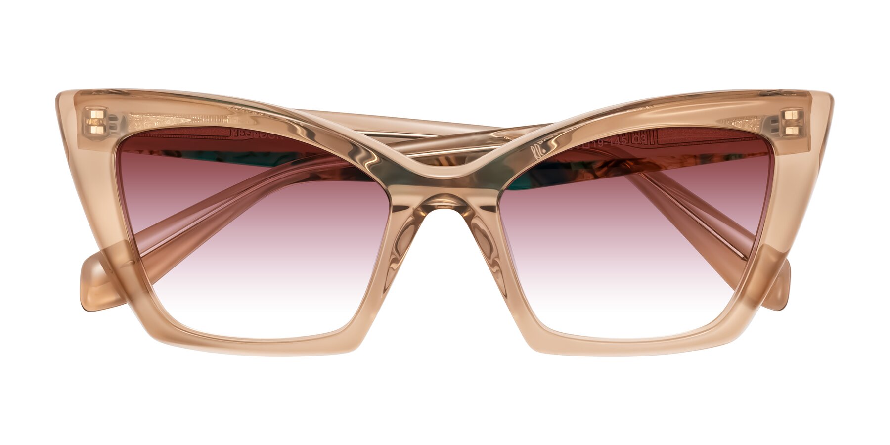 Folded Front of Wayar in Champagne with Garnet Gradient Lenses