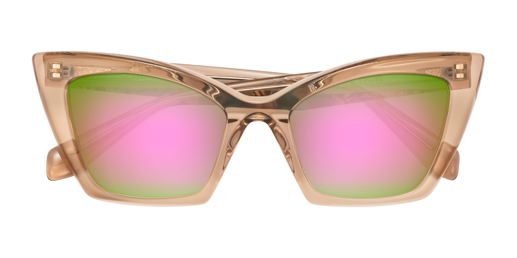 Folded Front of Wayar in Champagne with Pink Mirrored Lenses
