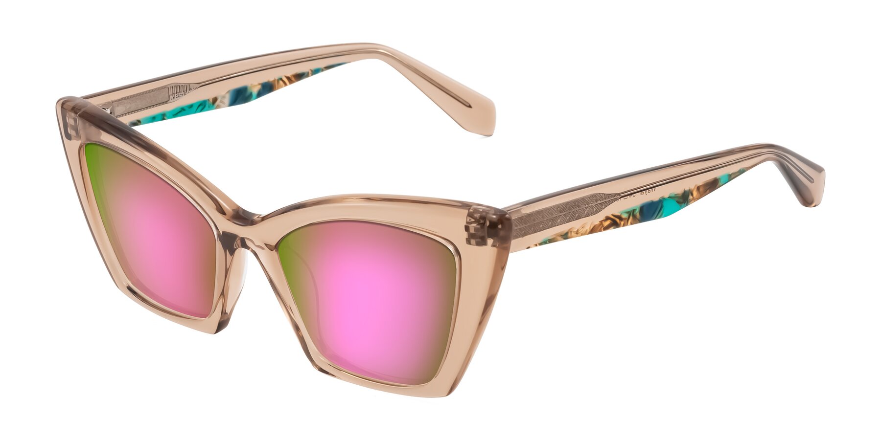 Angle of Wayar in Champagne with Pink Mirrored Lenses