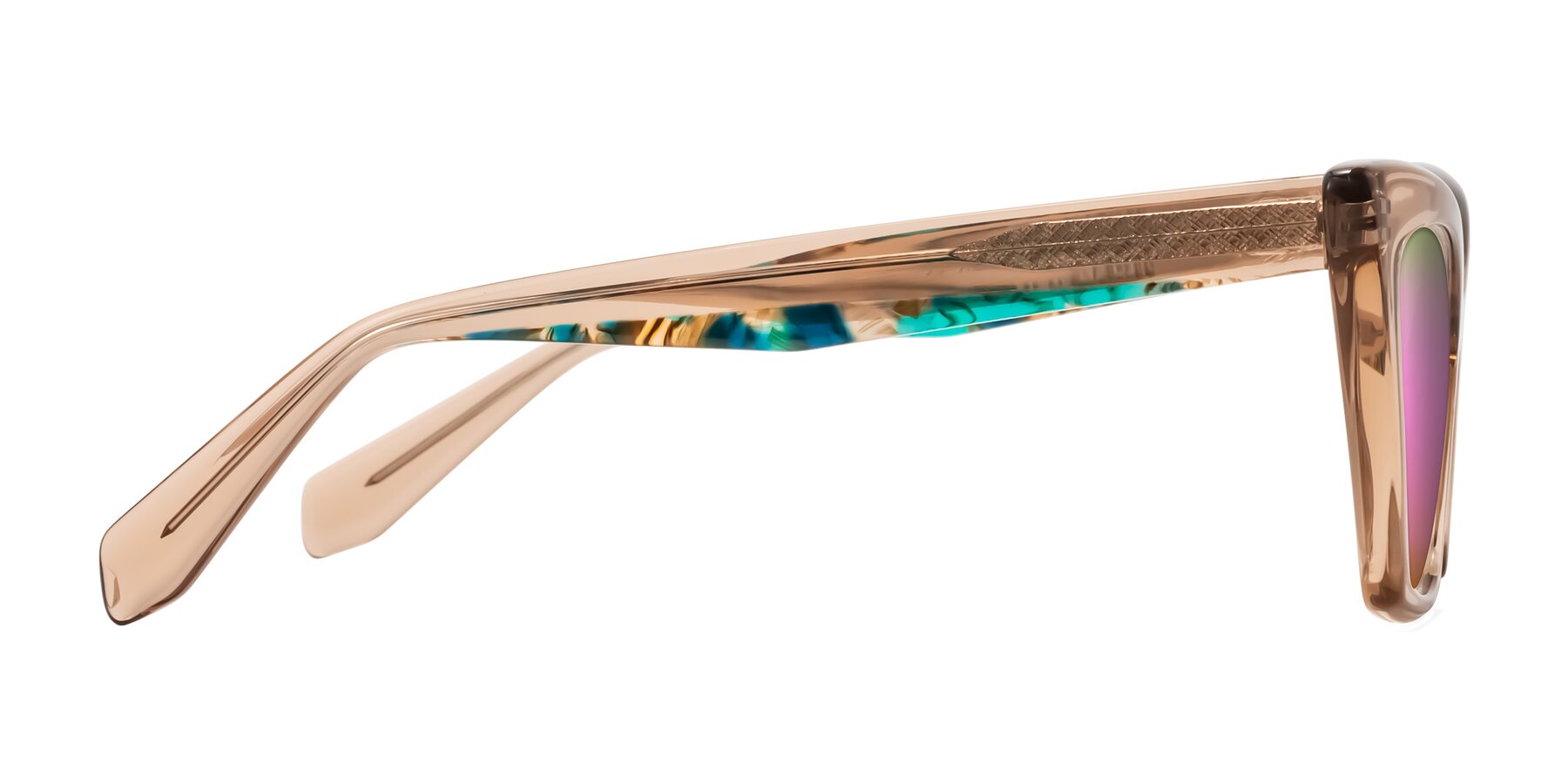 Side of Wayar in Champagne with Pink Mirrored Lenses