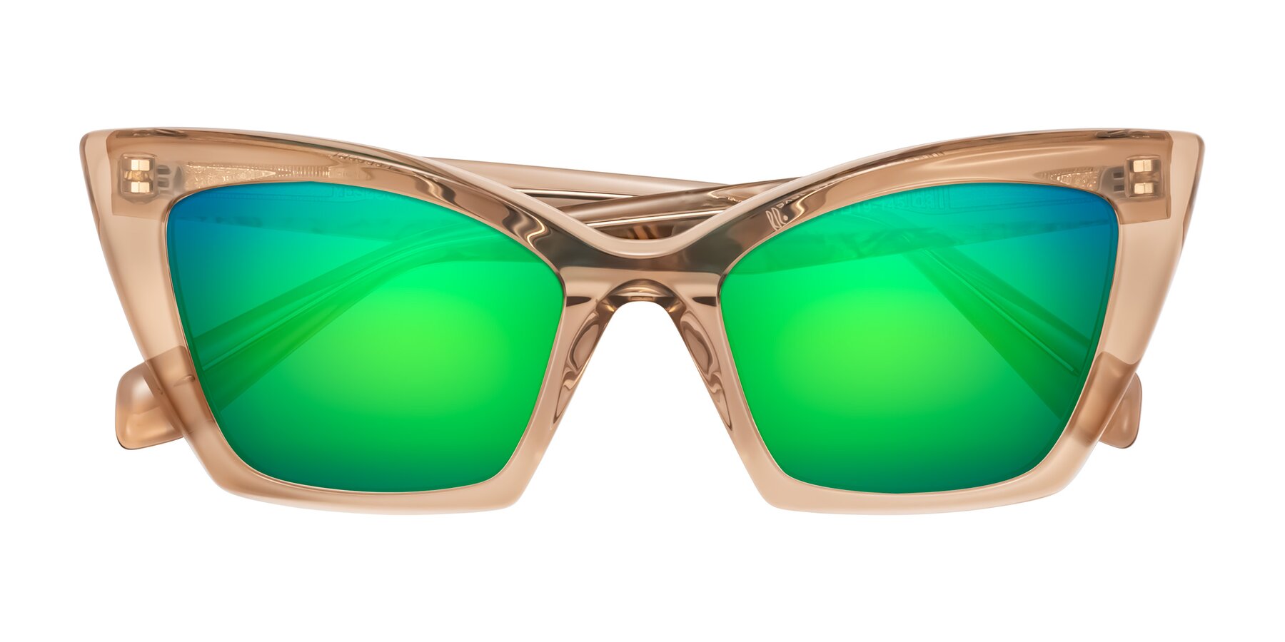Folded Front of Wayar in Champagne with Green Mirrored Lenses