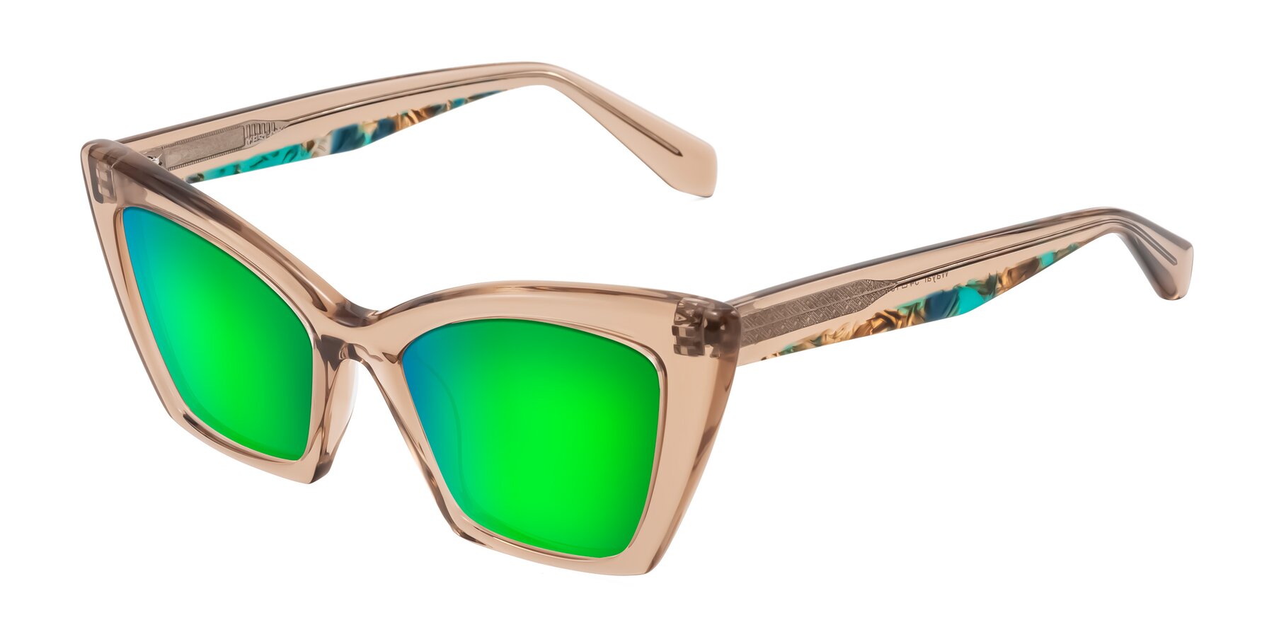 Angle of Wayar in Champagne with Green Mirrored Lenses