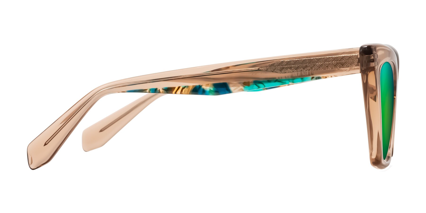 Side of Wayar in Champagne with Green Mirrored Lenses