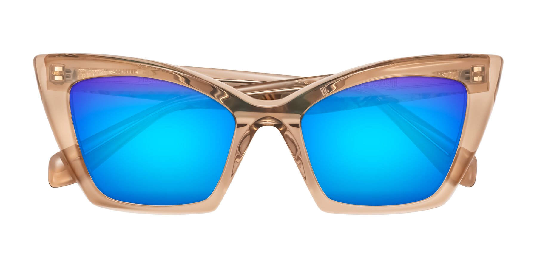 Folded Front of Wayar in Champagne with Blue Mirrored Lenses