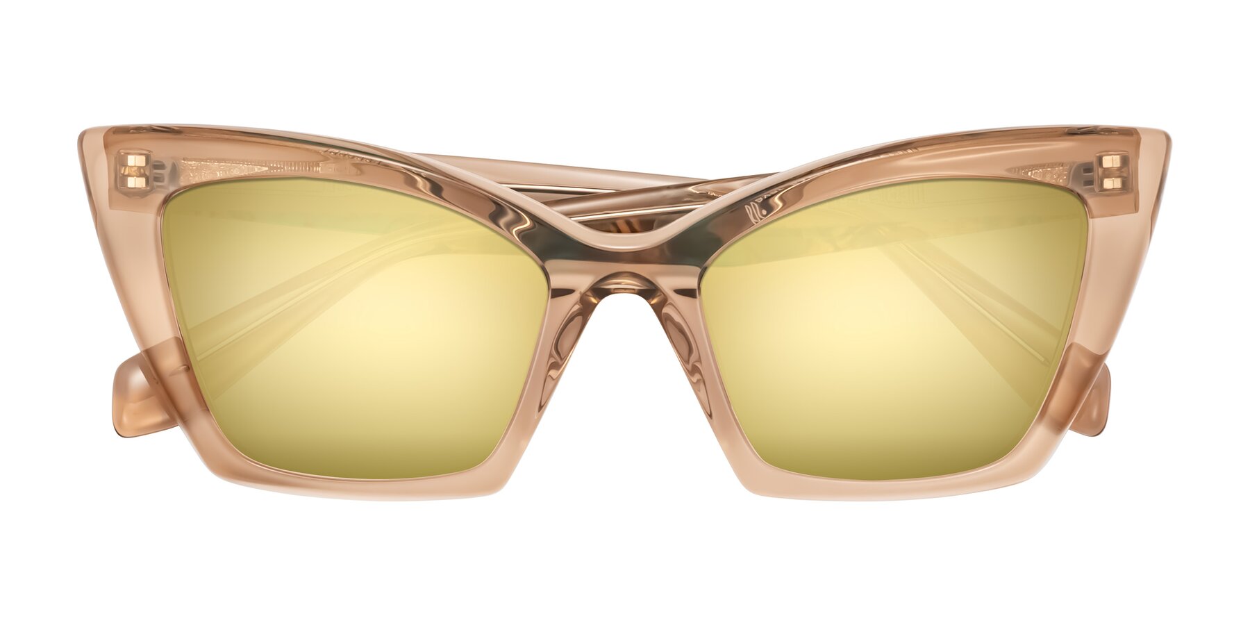 Folded Front of Wayar in Champagne with Gold Mirrored Lenses