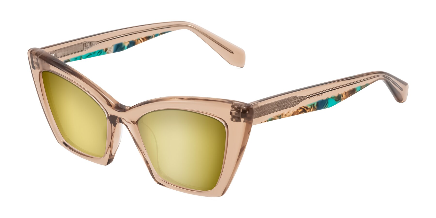 Angle of Wayar in Champagne with Gold Mirrored Lenses