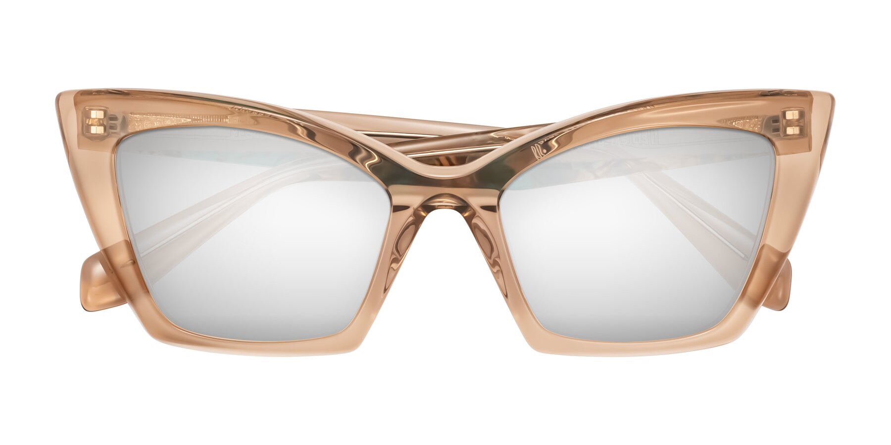 Folded Front of Wayar in Champagne with Silver Mirrored Lenses