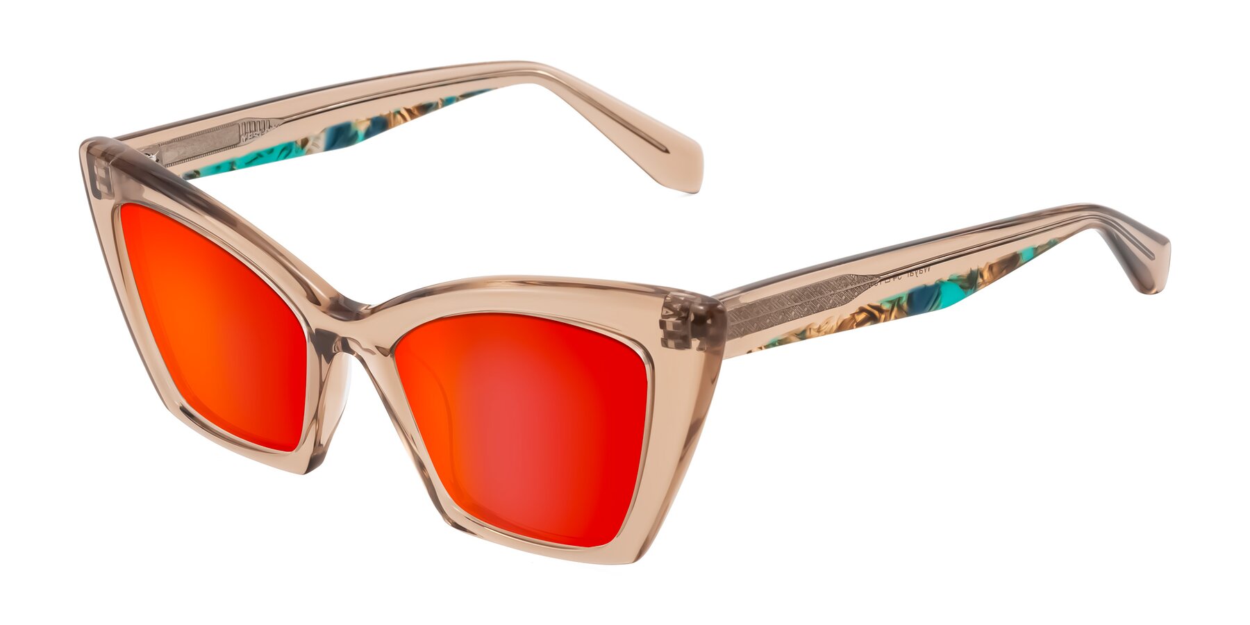 Angle of Wayar in Champagne with Red Gold Mirrored Lenses