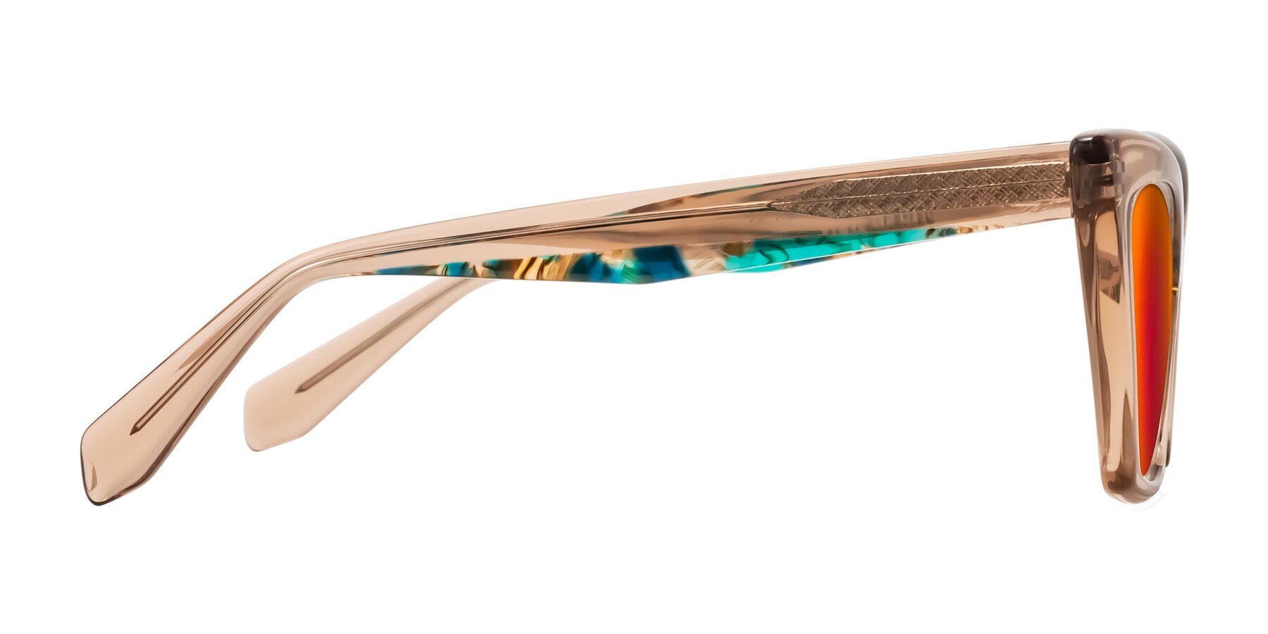 Side of Wayar in Champagne with Red Gold Mirrored Lenses