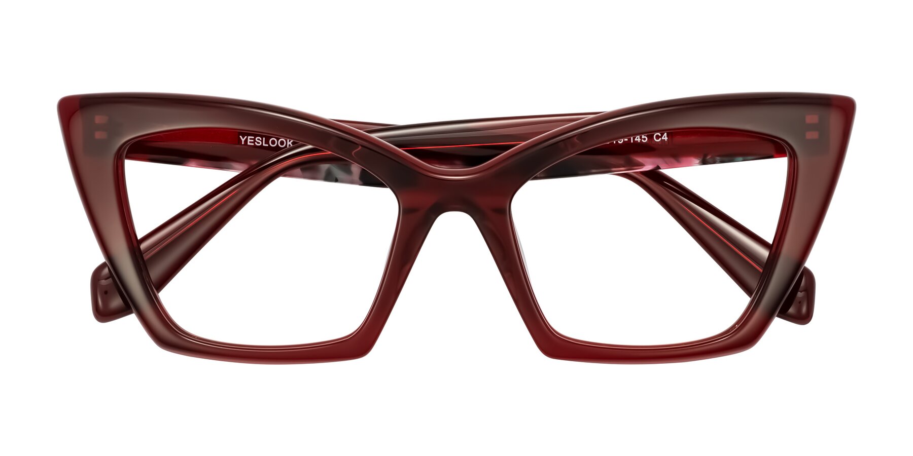 Folded Front of Wayar in Wine with Clear Eyeglass Lenses
