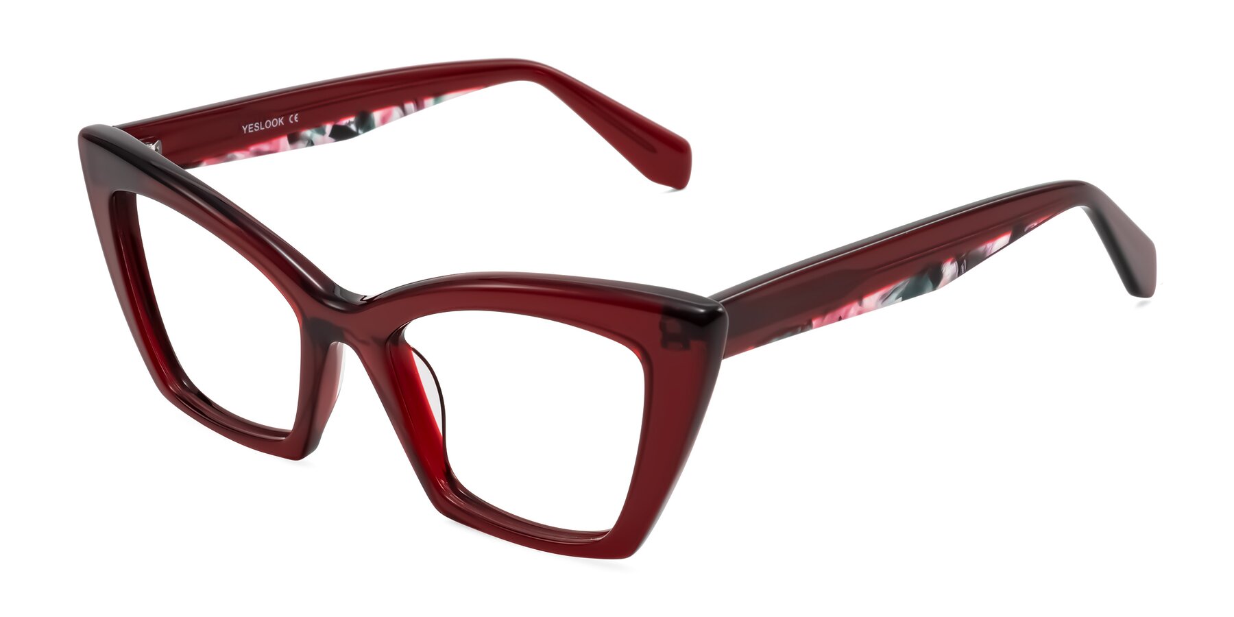 Angle of Wayar in Wine with Clear Eyeglass Lenses