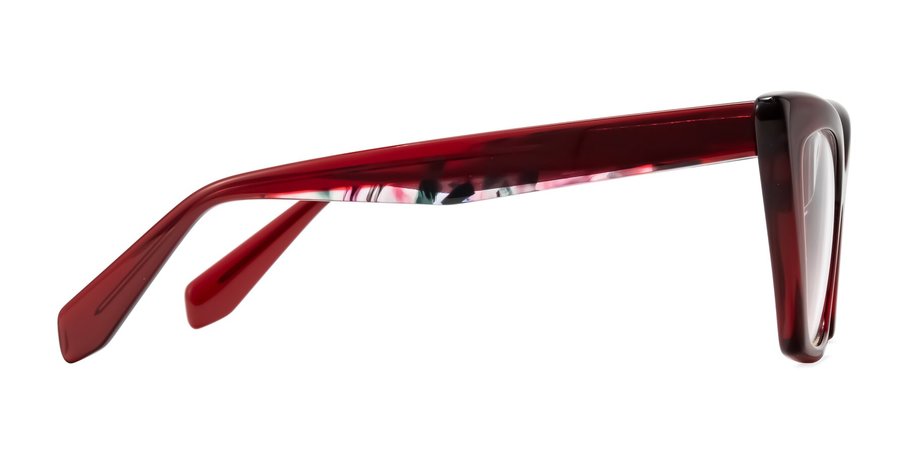 Side of Wayar in Wine with Clear Eyeglass Lenses