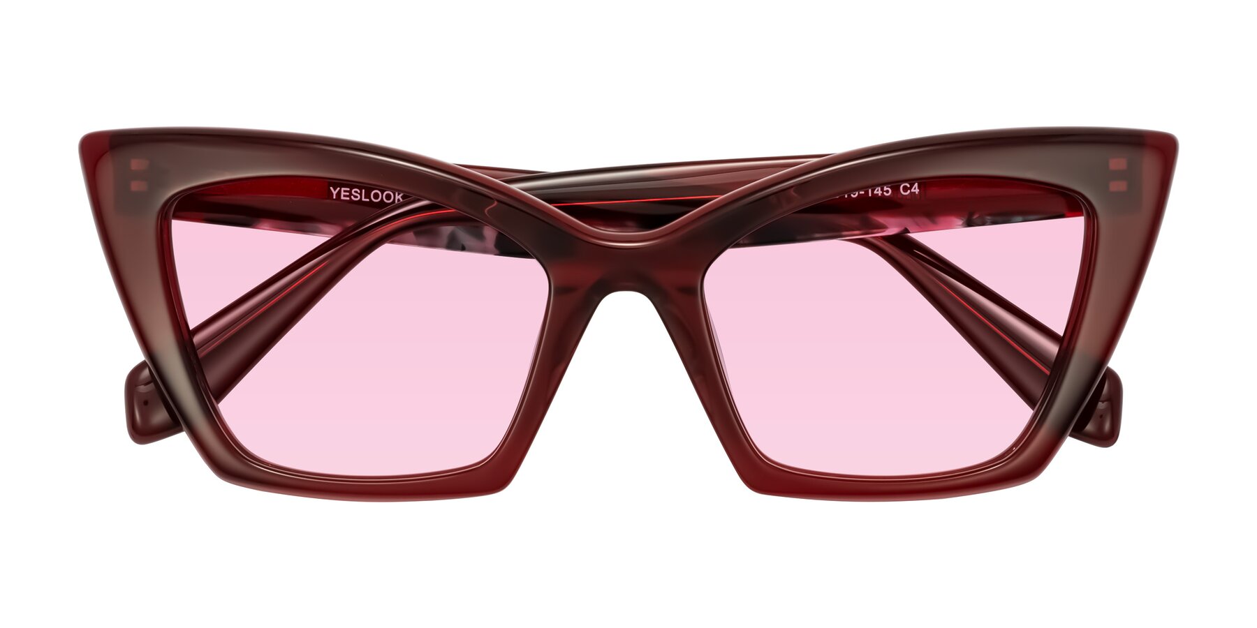 Folded Front of Wayar in Wine with Light Pink Tinted Lenses
