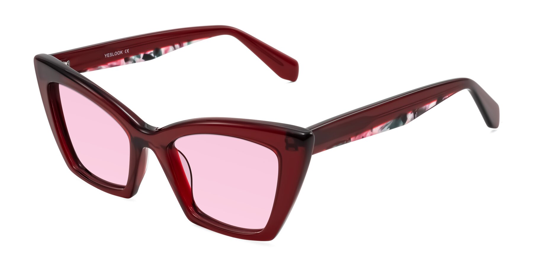 Angle of Wayar in Wine with Light Pink Tinted Lenses