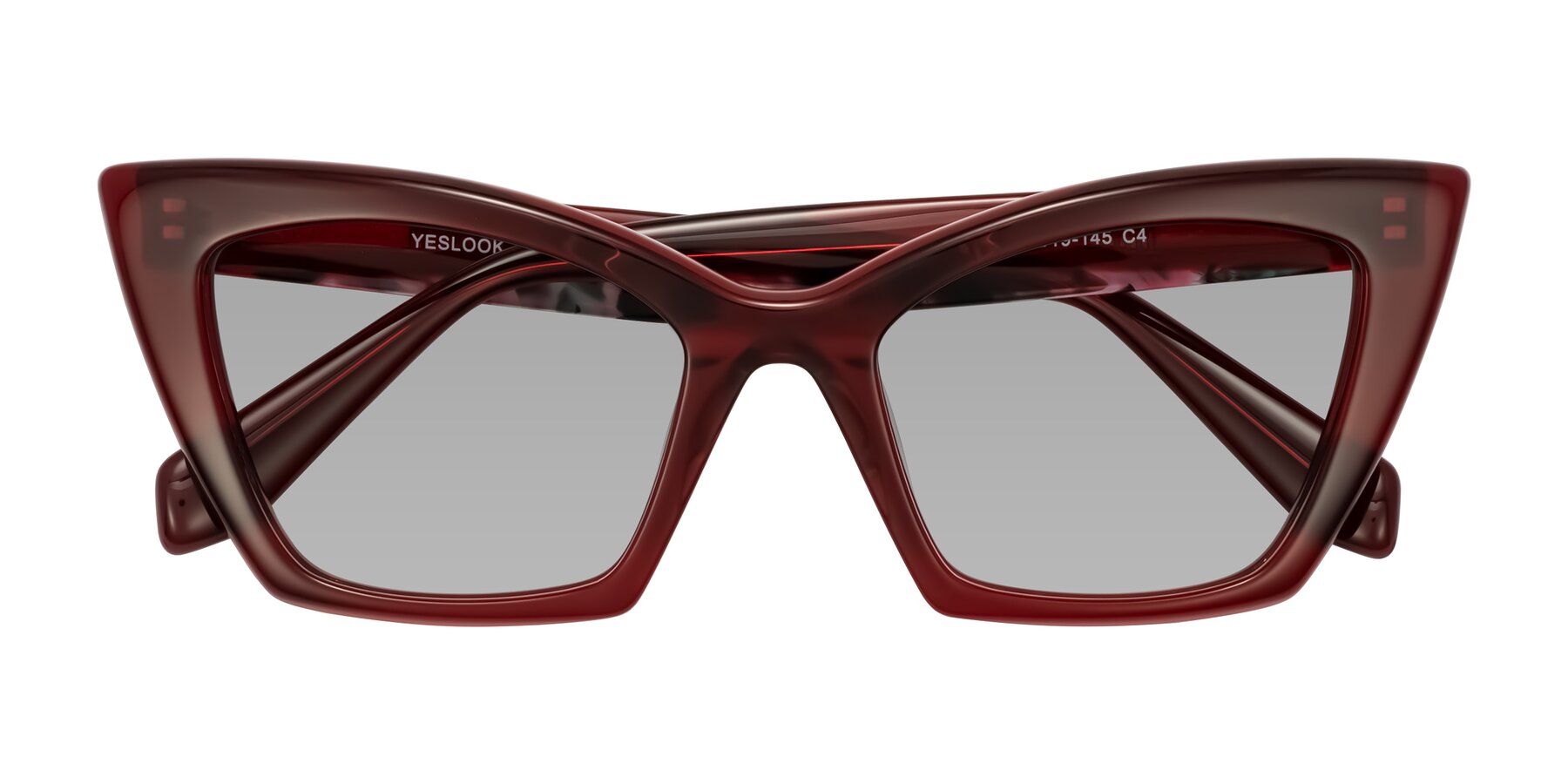 Folded Front of Wayar in Wine with Light Gray Tinted Lenses