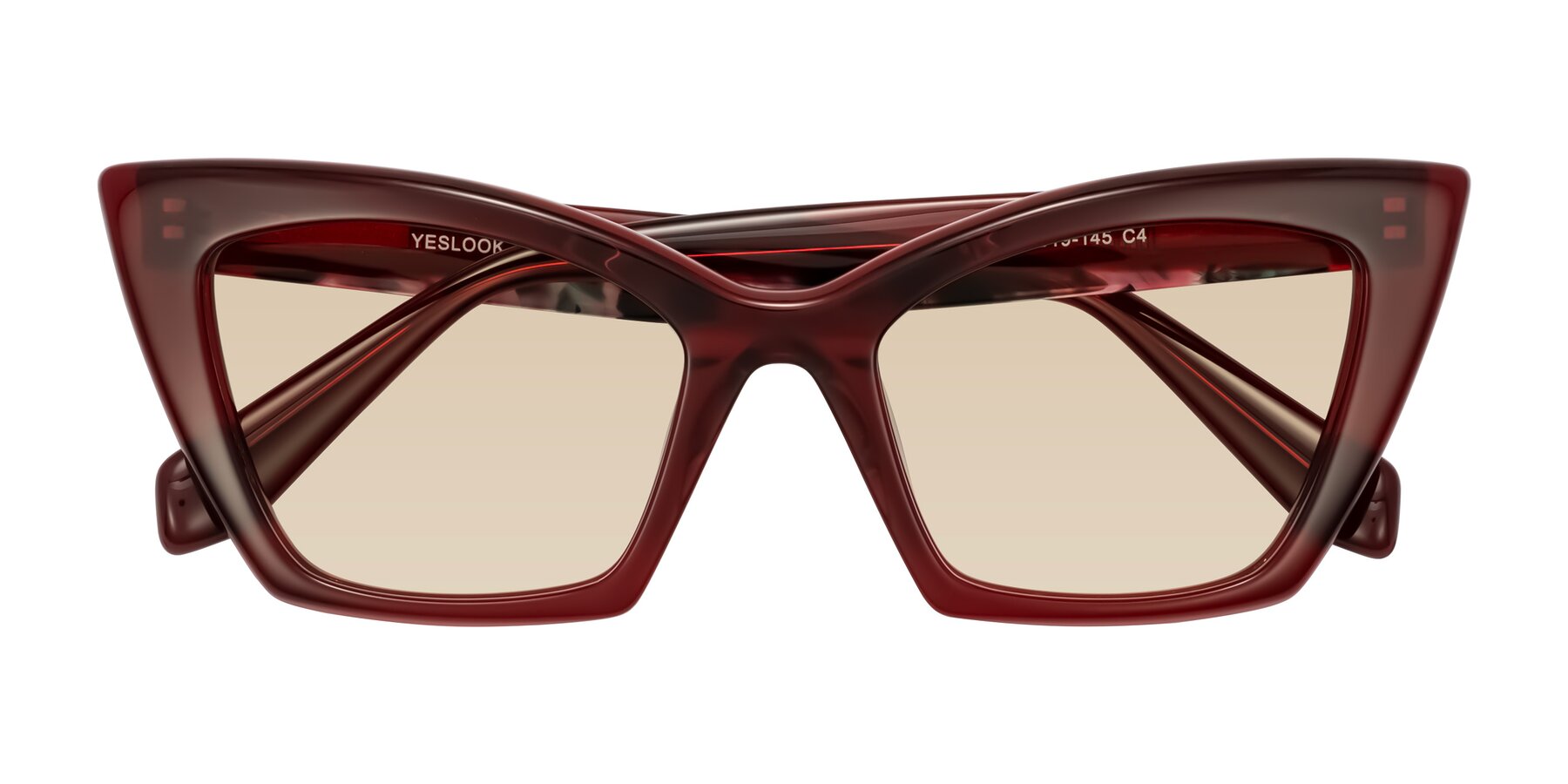 Folded Front of Wayar in Wine with Light Brown Tinted Lenses
