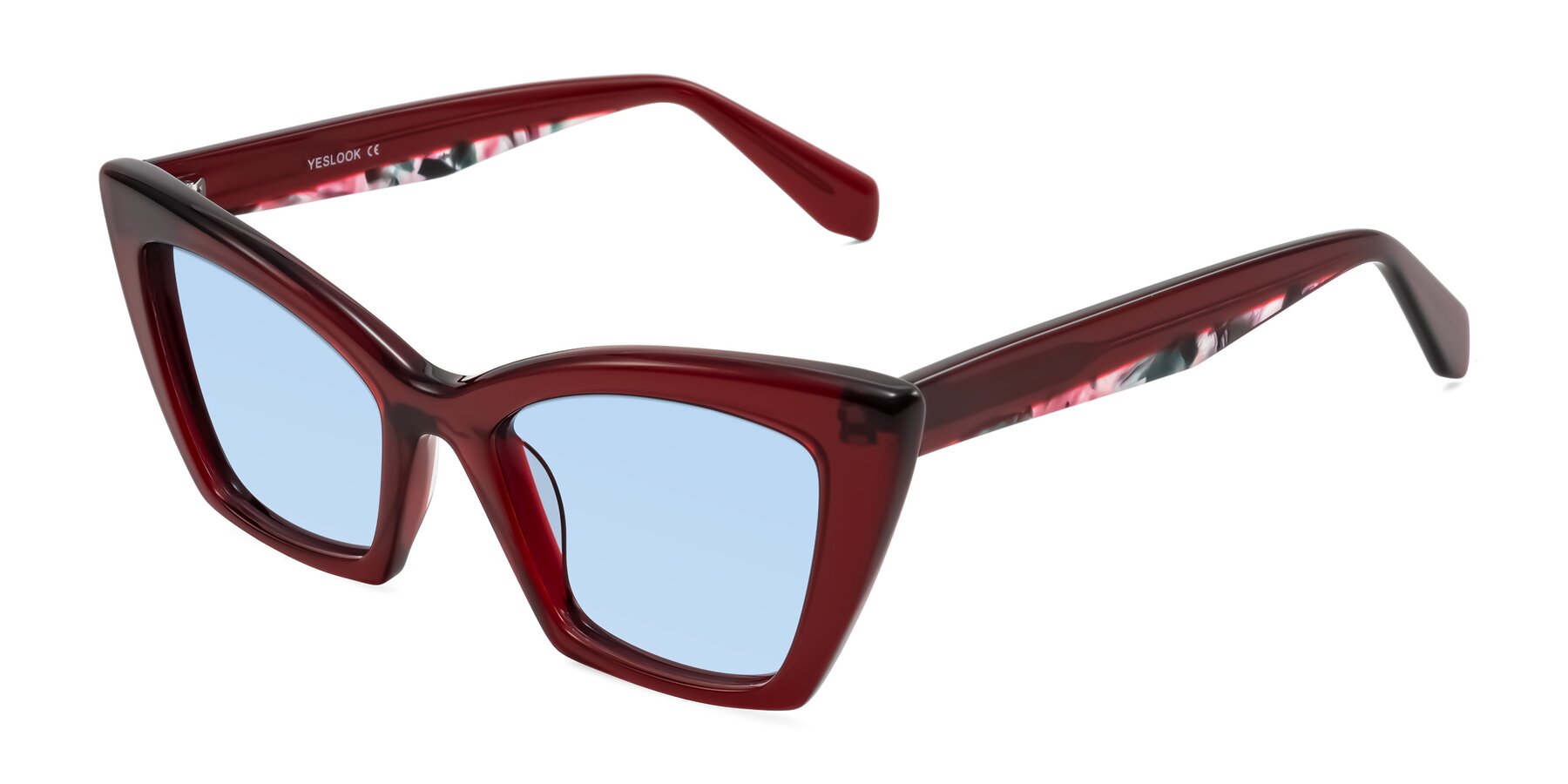 Angle of Wayar in Wine with Light Blue Tinted Lenses