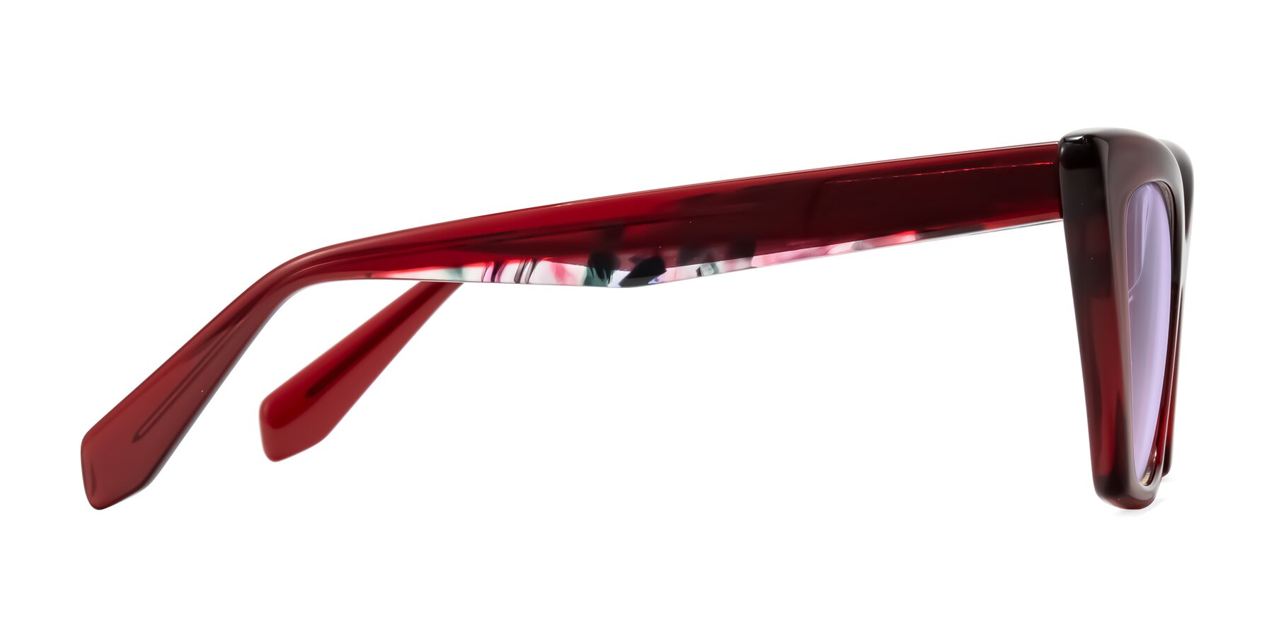 Side of Wayar in Wine with Light Purple Tinted Lenses