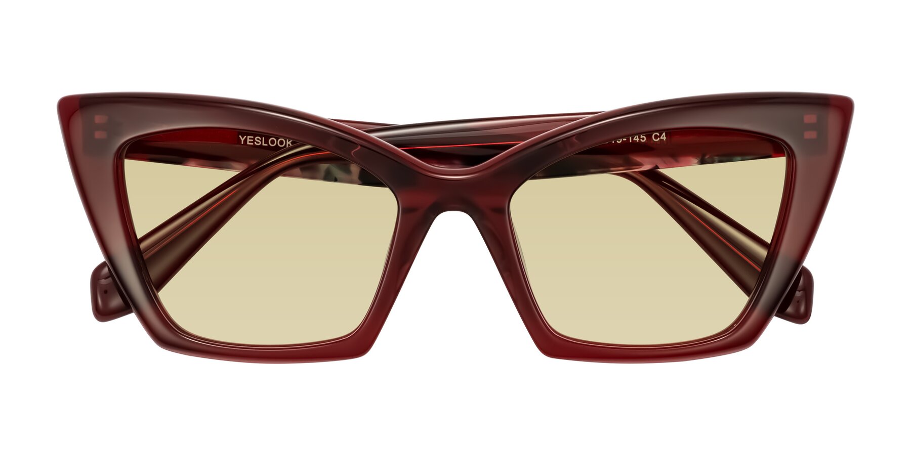Folded Front of Wayar in Wine with Light Champagne Tinted Lenses