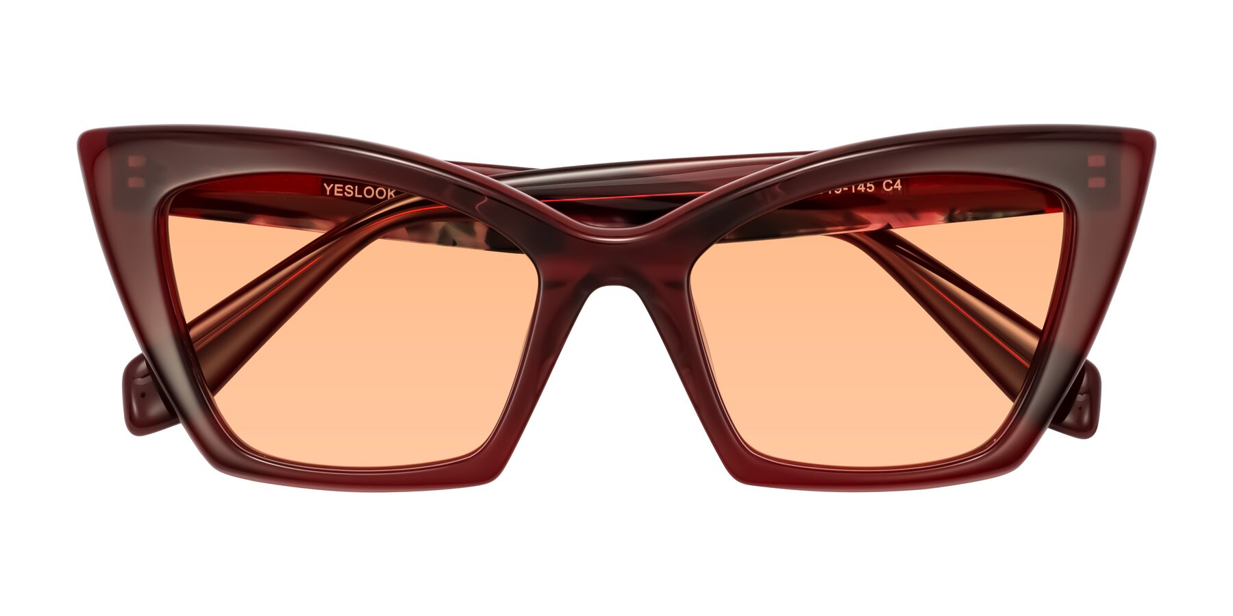 Folded Front of Wayar in Wine with Light Orange Tinted Lenses