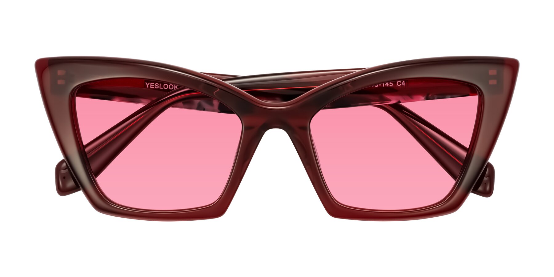 Folded Front of Wayar in Wine with Pink Tinted Lenses