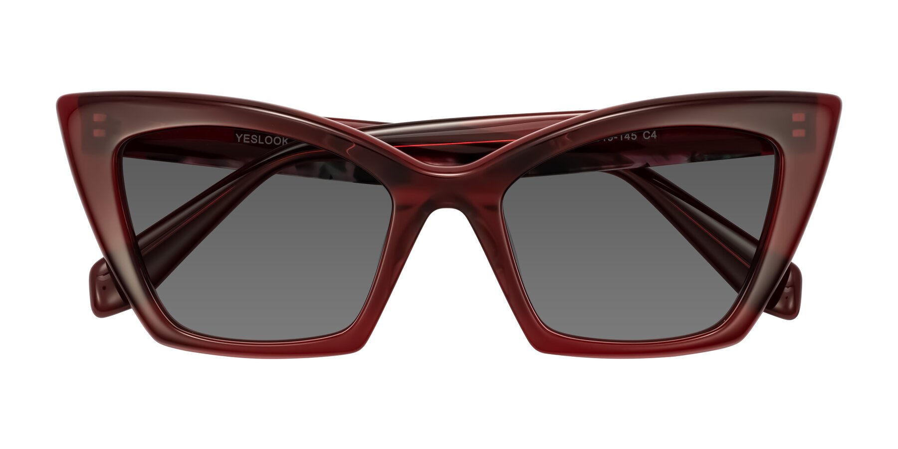Folded Front of Wayar in Wine with Medium Gray Tinted Lenses