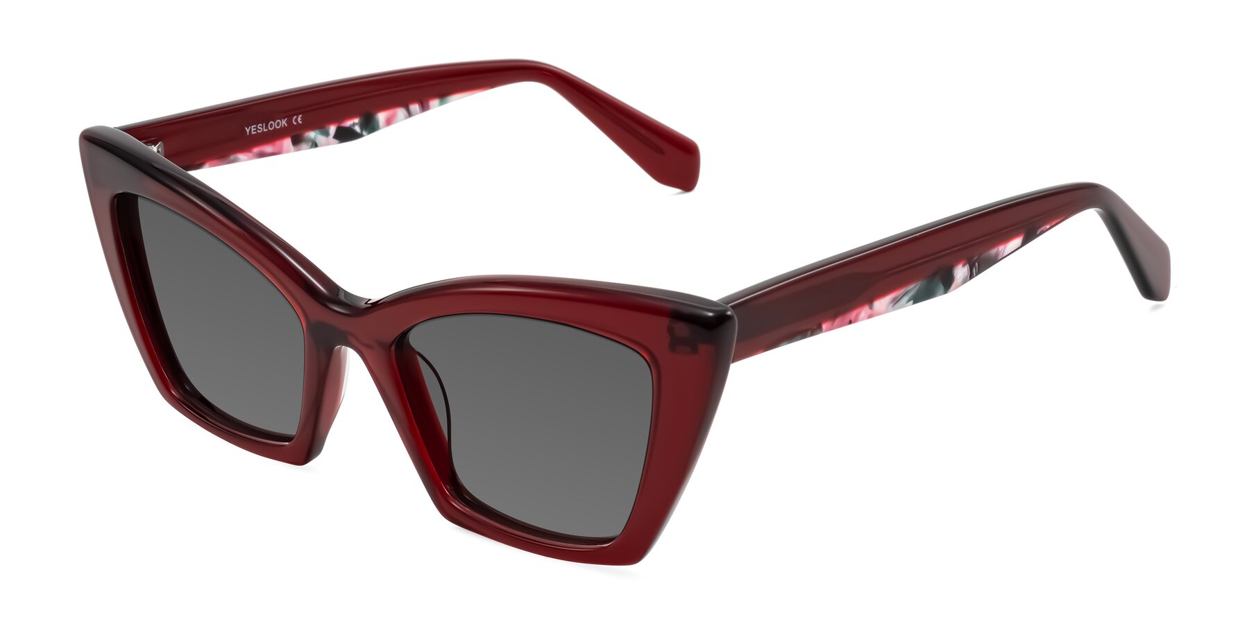 Angle of Wayar in Wine with Medium Gray Tinted Lenses