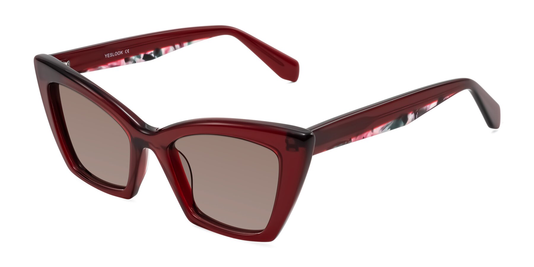 Angle of Wayar in Wine with Medium Brown Tinted Lenses