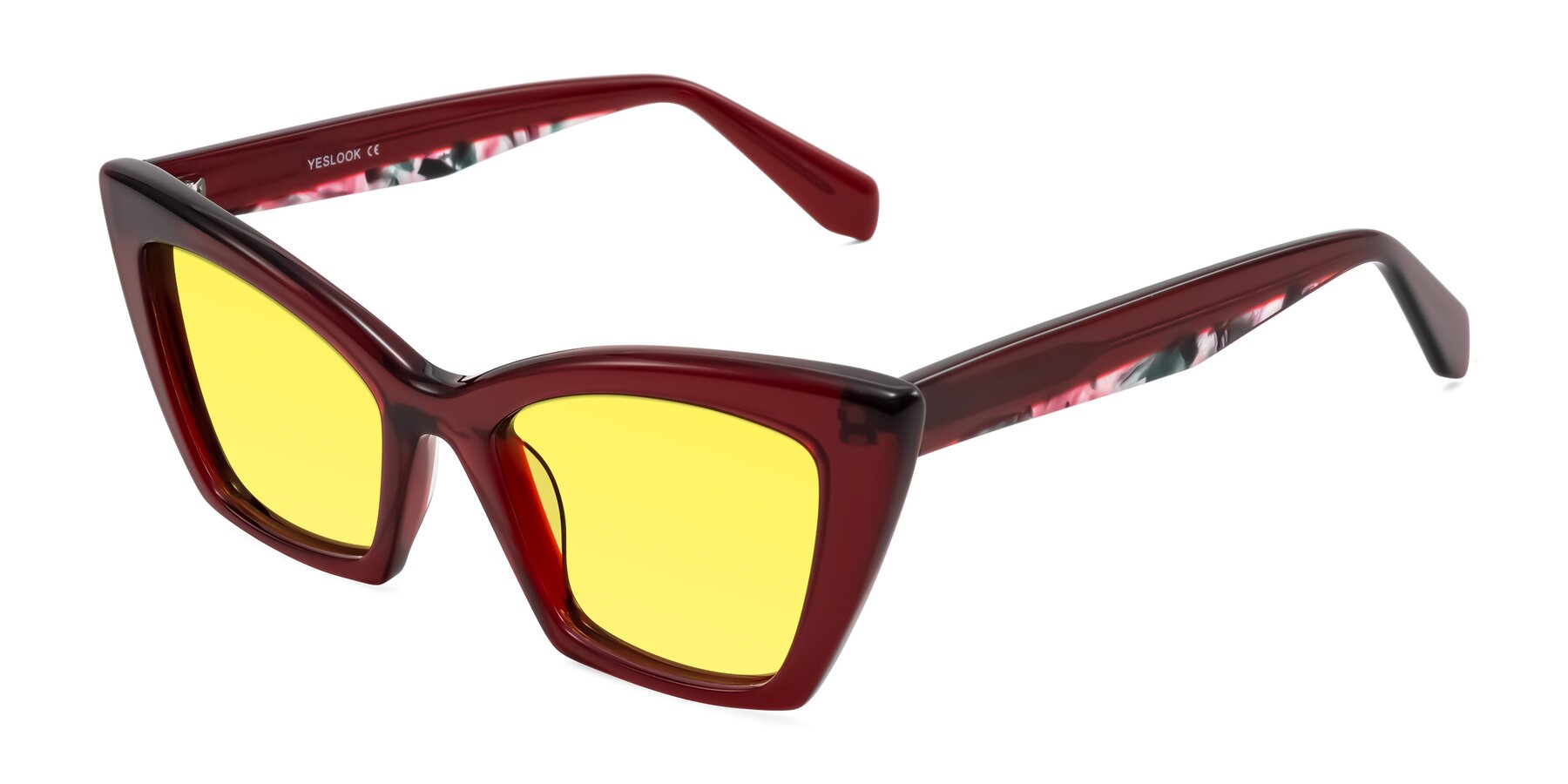 Angle of Wayar in Wine with Medium Yellow Tinted Lenses