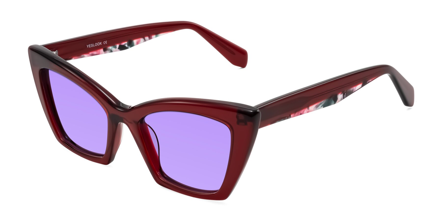 Angle of Wayar in Wine with Medium Purple Tinted Lenses